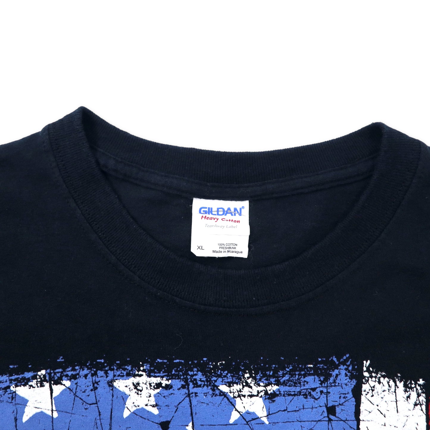 GILDAN 星条旗 プリントTシャツ XL ブラック コットン クラック加工 ビッグサイズ