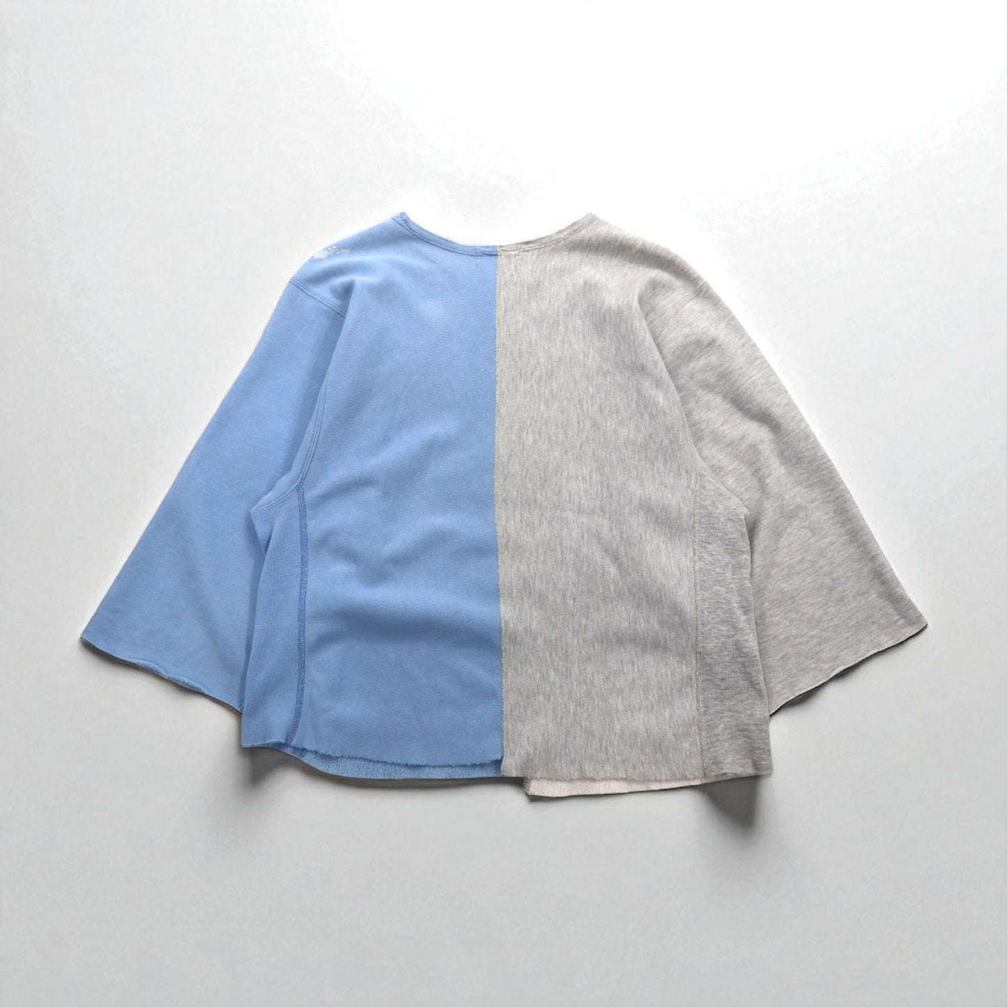 BOWWOW リメイク 再構築 リバースウィーブ カットオフ スウェット L ブルー グレー カレッジ プリント