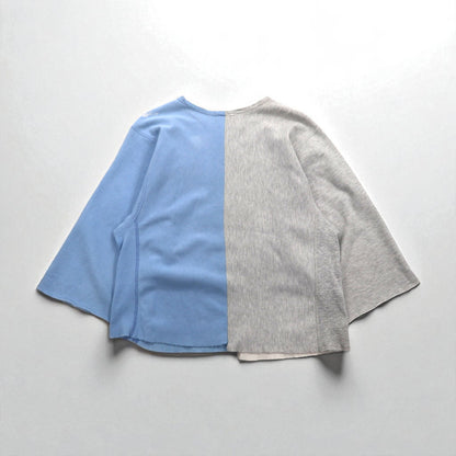 BOWWOW リメイク 再構築 リバースウィーブ カットオフ スウェット L ブルー グレー カレッジ プリント