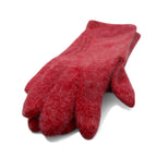 Pierre Cardin Shaggy Knit Gloves for Women Pink Wool Stitched Logo Embroidery