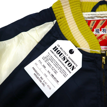 HOUSTON 90s Sukajan Souvenir Jacket, Size L, Nylon, Featuring a Dragon Design from Japan