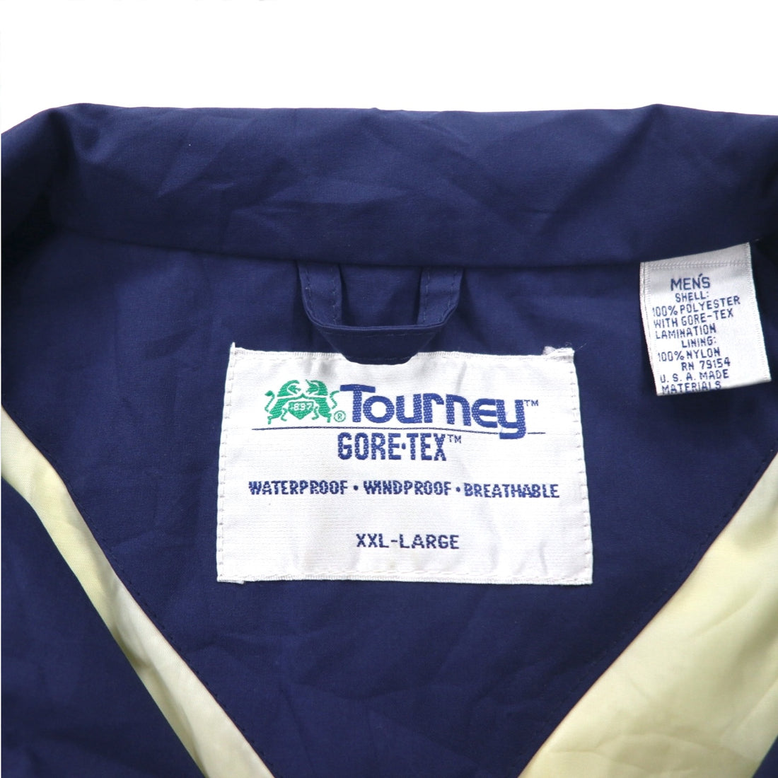 Vintage 90s USA Made Windbreaker TOURNEY 90s USA Made Gore-Tex Nylon Jacket XXL Green Navy Waterproof
