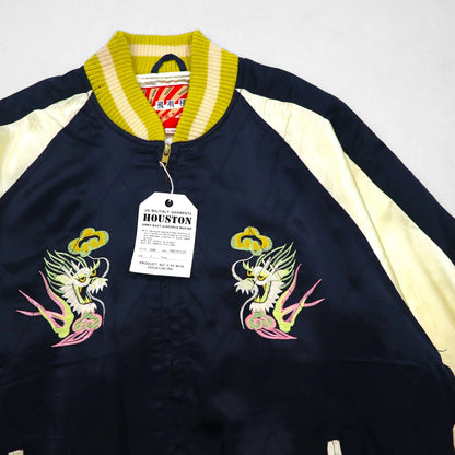 HOUSTON 90s Sukajan Souvenir Jacket, Size L, Nylon, Featuring a Dragon Design from Japan