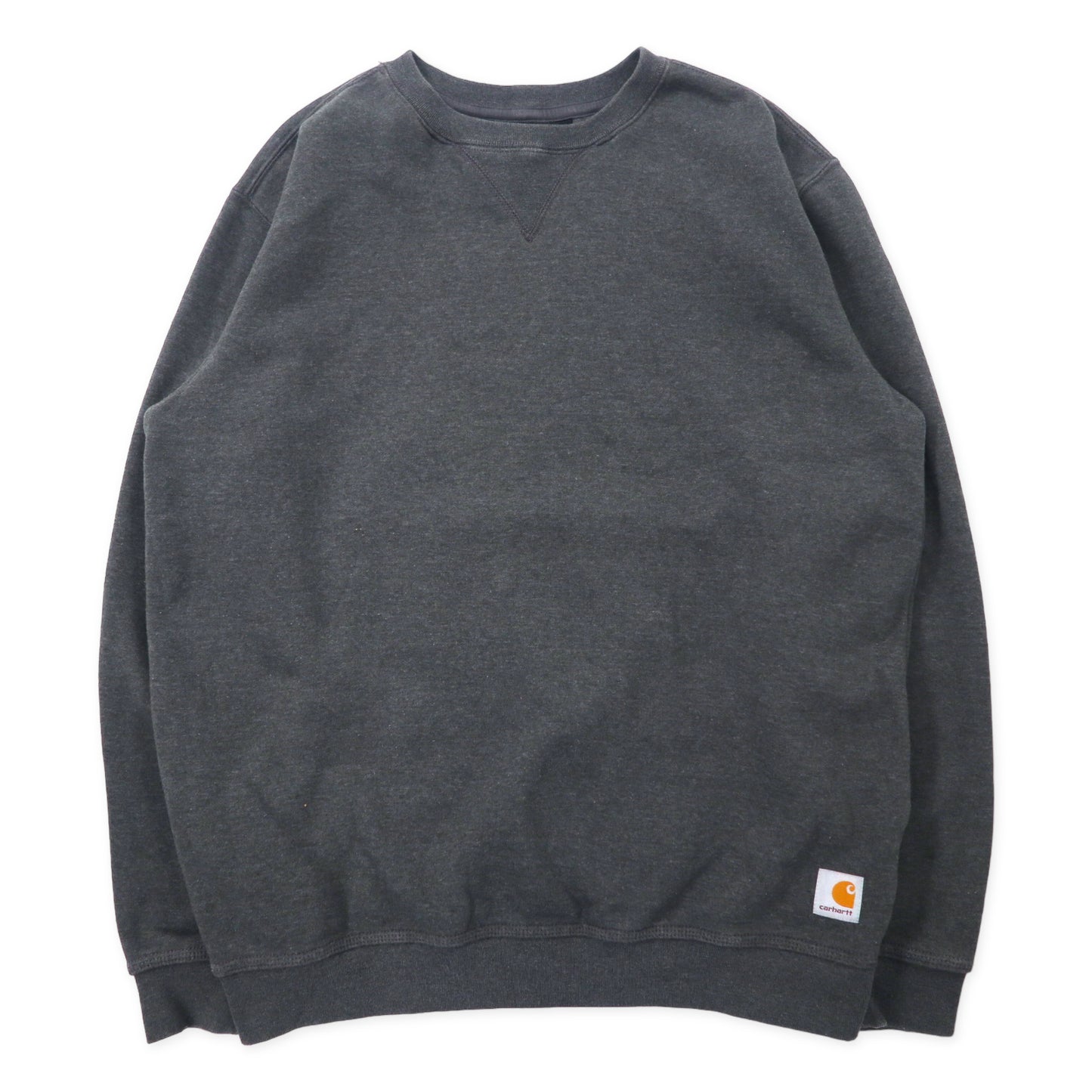 carhartt ルーズフィット スウェット M グレー コットン 裏起毛 前V バックプリント MUD ON MAIN メキシコ製