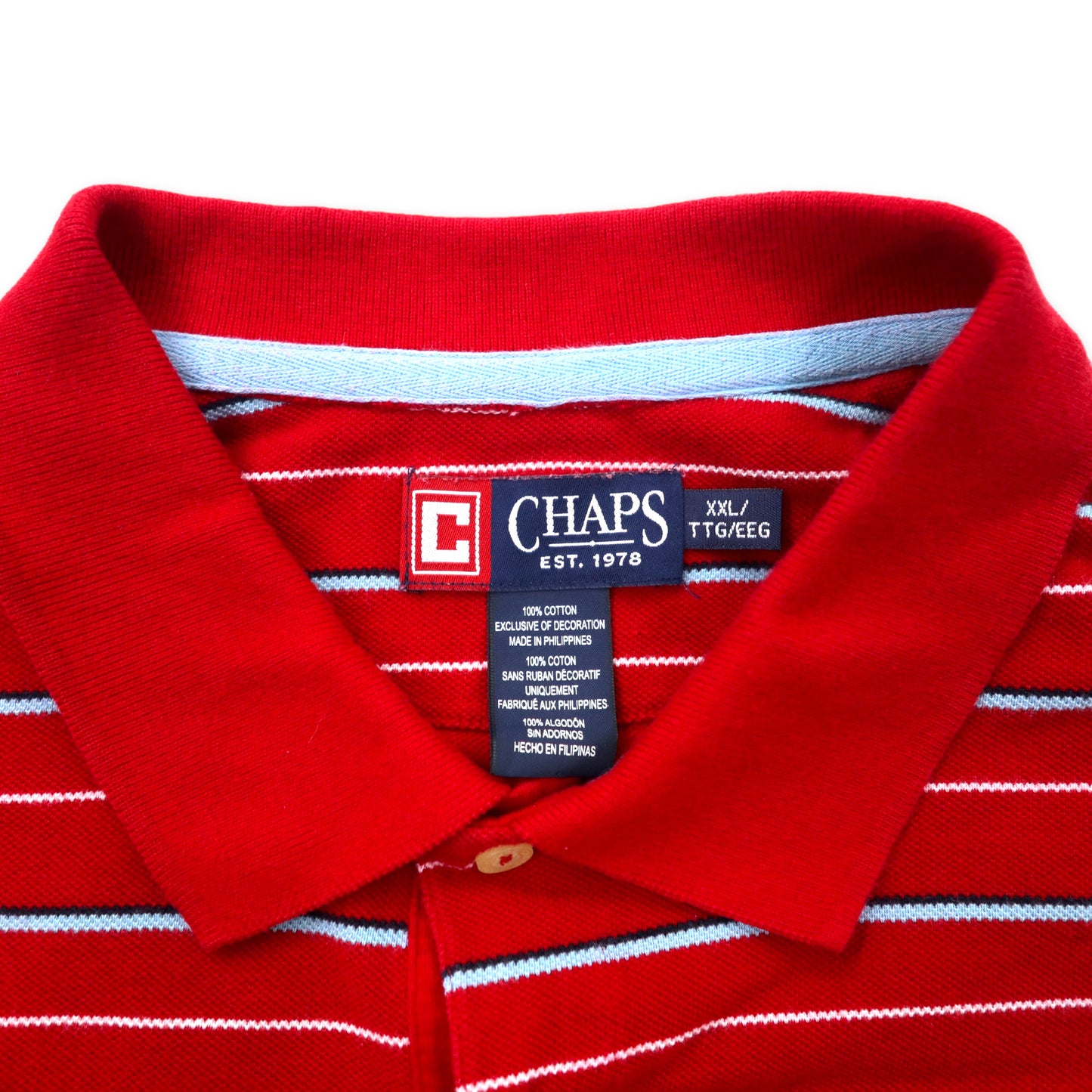 CHAPS ビッグサイズ ボーダー ポロシャツ XXL レッド コットン ワンポイントロゴ
