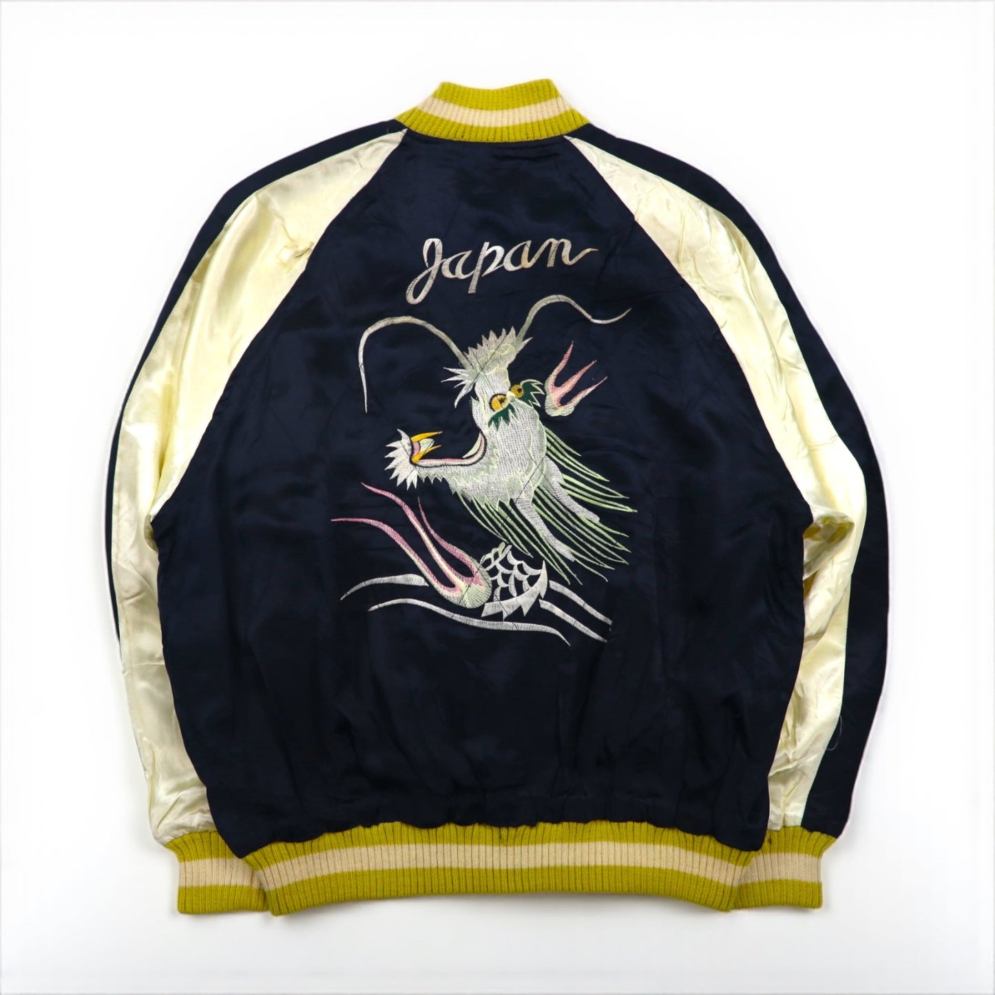 HOUSTON 90s Sukajan Souvenir Jacket, Size L, Nylon, Featuring a Dragon Design from Japan