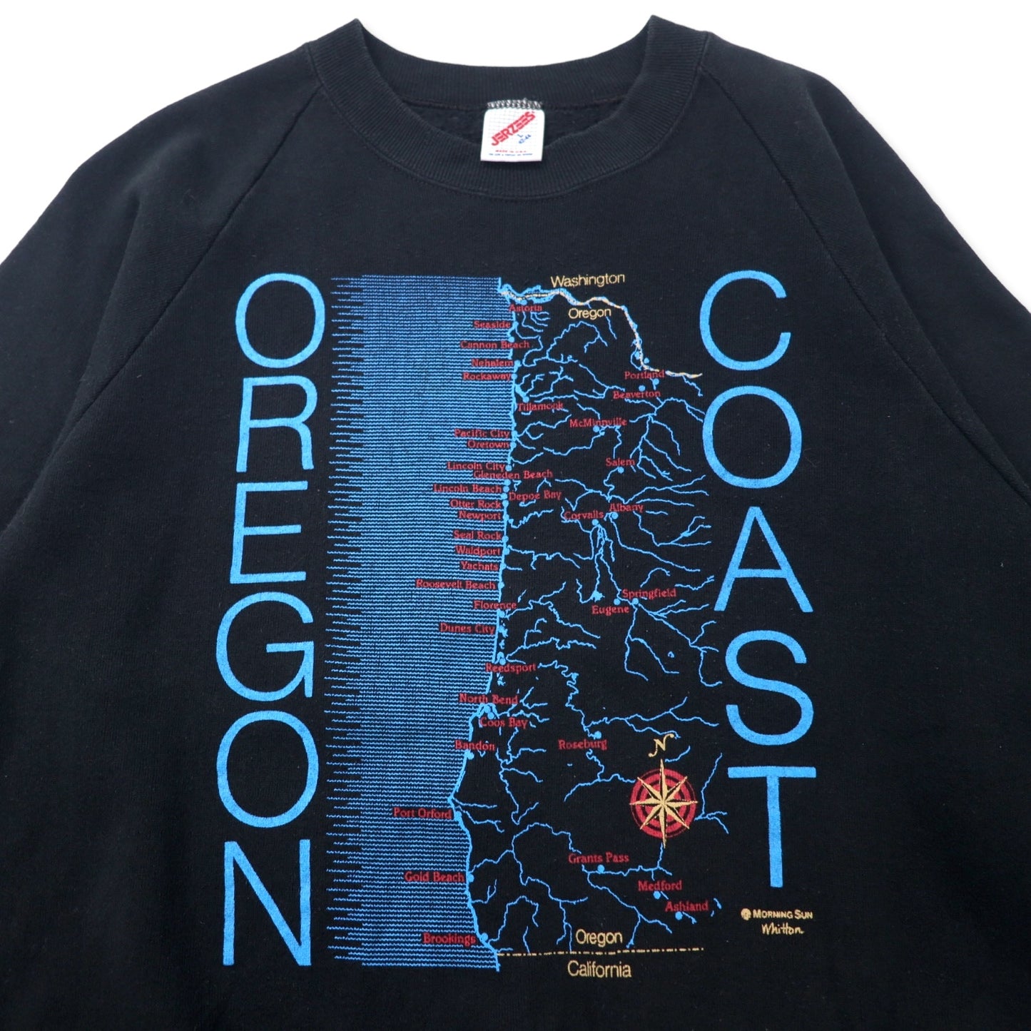 JERZEES USA製 90年代 プリント スウェット L ブラック コットン COAST OREGON