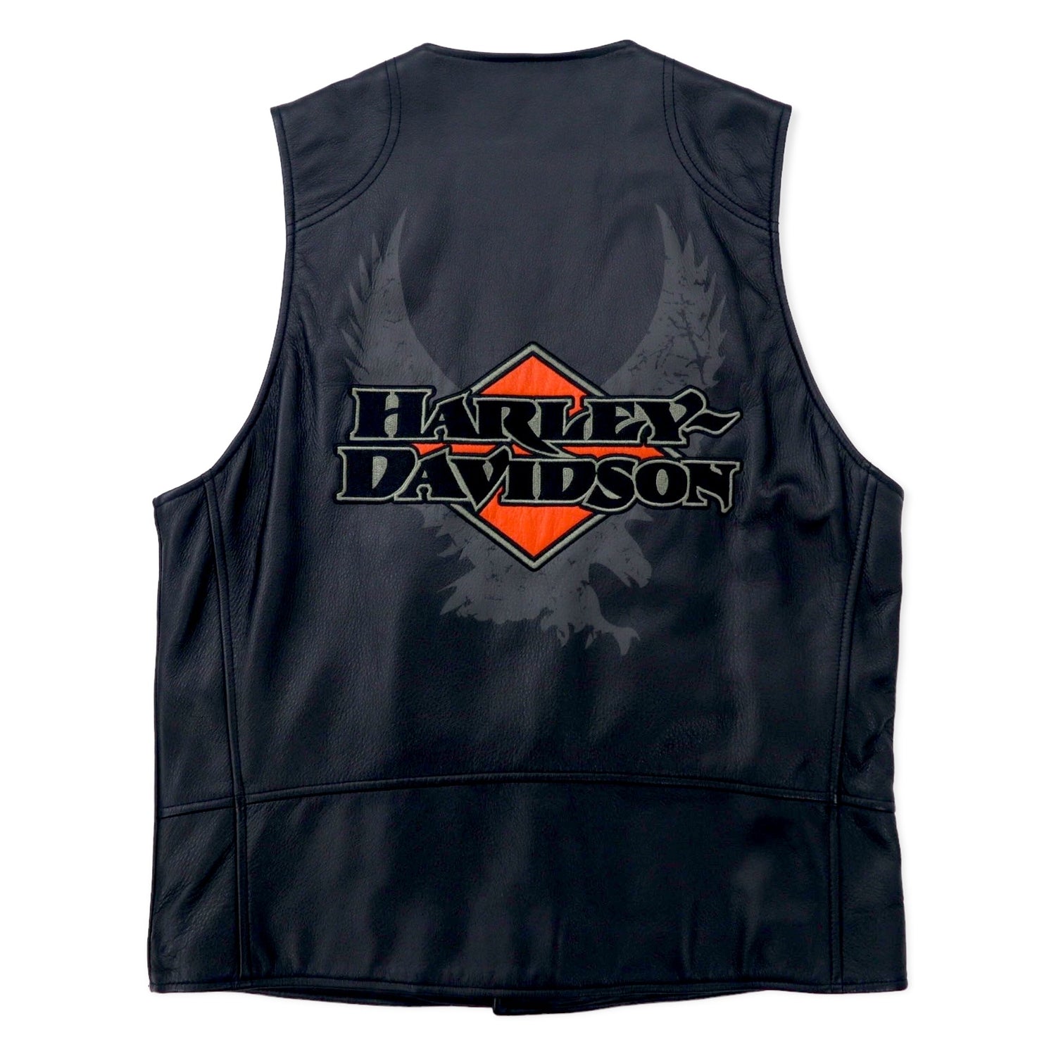 HARLEY DAVIDSON レザーベスト L ブラック バックロゴ刺繍 – 日本然リトテ