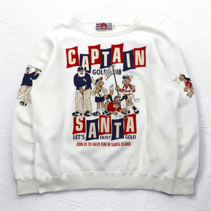 Captain Santa 80年代 キャラクタープリント スウェット M ホワイト 両面プリント 日本製