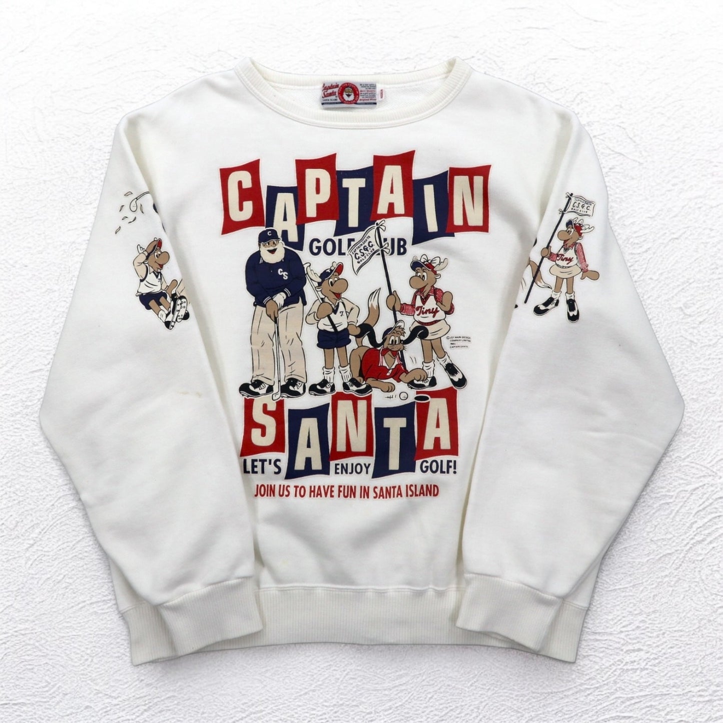 Captain Santa 80年代 キャラクタープリント スウェット M ホワイト 両面プリント 日本製