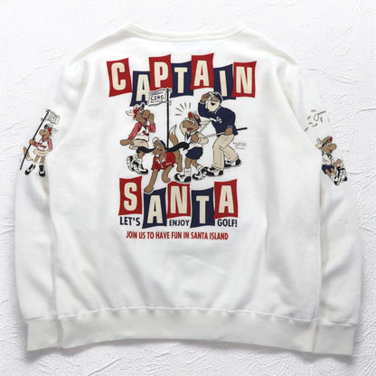Captain Santa 80年代 キャラクタープリント スウェット M ホワイト 両面プリント 日本製