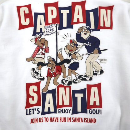 Captain Santa 80年代 キャラクタープリント スウェット M ホワイト 両面プリント 日本製