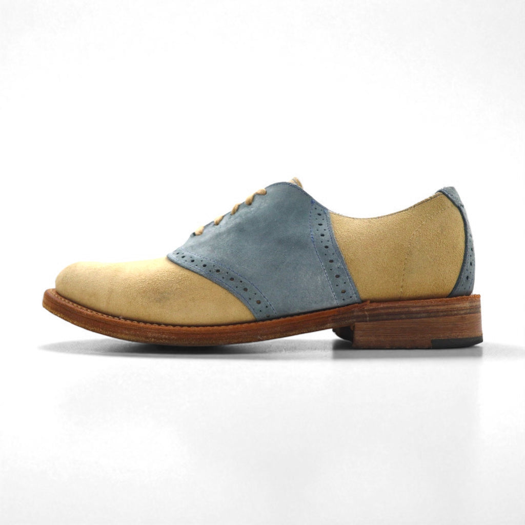 Vintage Shoe Company USA-Made Suede Leather Saddle Shoes, Size 26cm, Beige, V01688, T19138