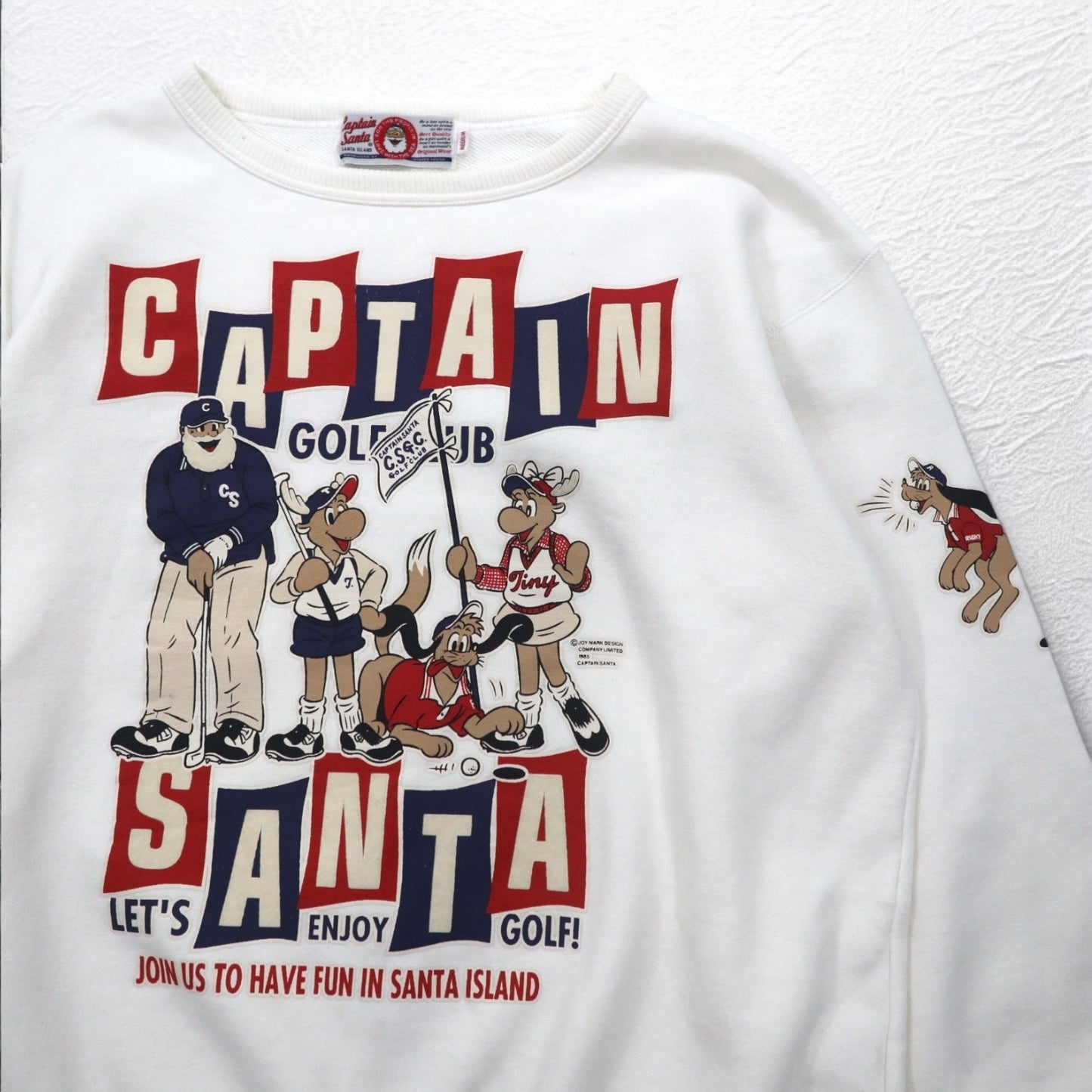 Captain Santa 80年代 キャラクタープリント スウェット M ホワイト 両面プリント 日本製