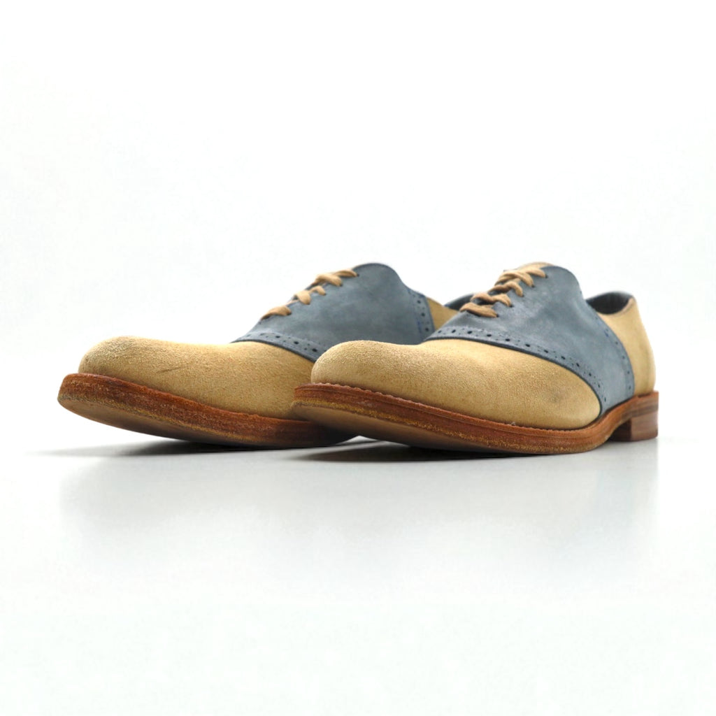 Vintage Shoe Company USA-Made Suede Leather Saddle Shoes, Size 26cm, Beige, V01688, T19138