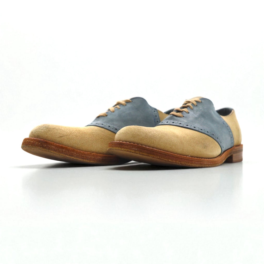 Vintage Shoe Company USA-Made Suede Leather Saddle Shoes, Size 26cm, Beige, V01688, T19138