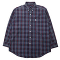 日本然リトテ-古着オンライン-BURBERRY オールド ノバチェック ボタンダウンシャツ L ネイビー コットン ワンポイントロゴ 刺繍-BURBERRY Vintage Checked button-down Shirts L Navy Cotton One Point Logo Embroidery