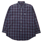 日本然リトテ-古着オンライン-BURBERRY オールド ノバチェック ボタンダウンシャツ L ネイビー コットン ワンポイントロゴ 刺繍-BURBERRY Vintage Checked button-down Shirts L Navy Cotton One Point Logo Embroidery