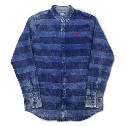 Polo by Ralph Lauren 90s Chemical Wash Striped Shirt XXL Blue Small Pony Embroidery