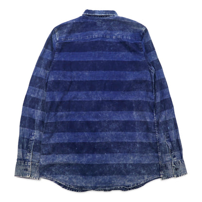 Polo by Ralph Lauren 90s Chemical Wash Striped Shirt XXL Blue Small Pony Embroidery