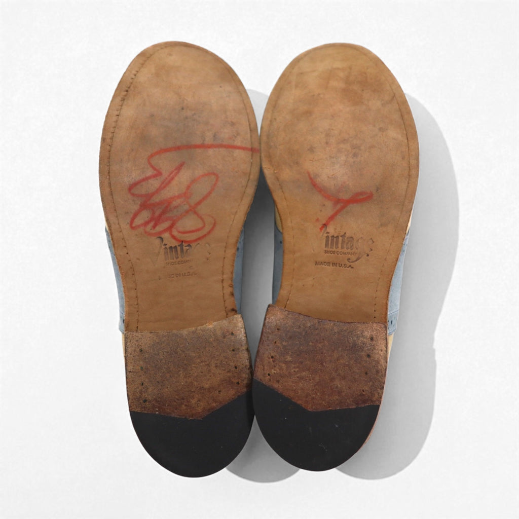 Vintage Shoe Company USA-Made Suede Leather Saddle Shoes, Size 26cm, Beige, V01688, T19138