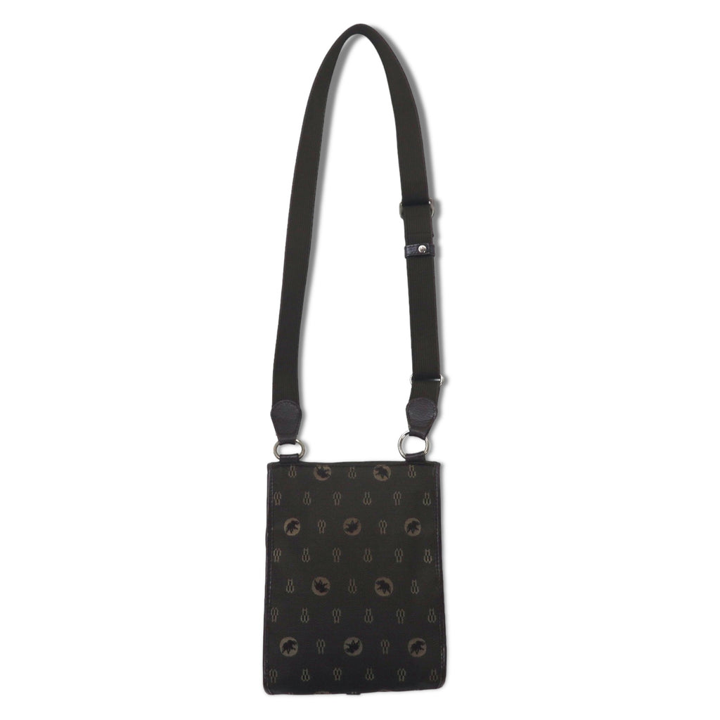 HUNTING WORLD Made in Italy Monogram Crossbody Bag Shoulder Bag Brown Canvas Logo All-over Pattern