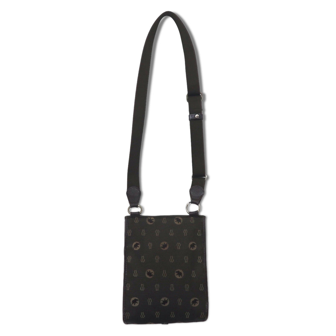 HUNTING WORLD Made in Italy Monogram Crossbody Bag Shoulder Bag Brown Canvas Logo All-over Pattern