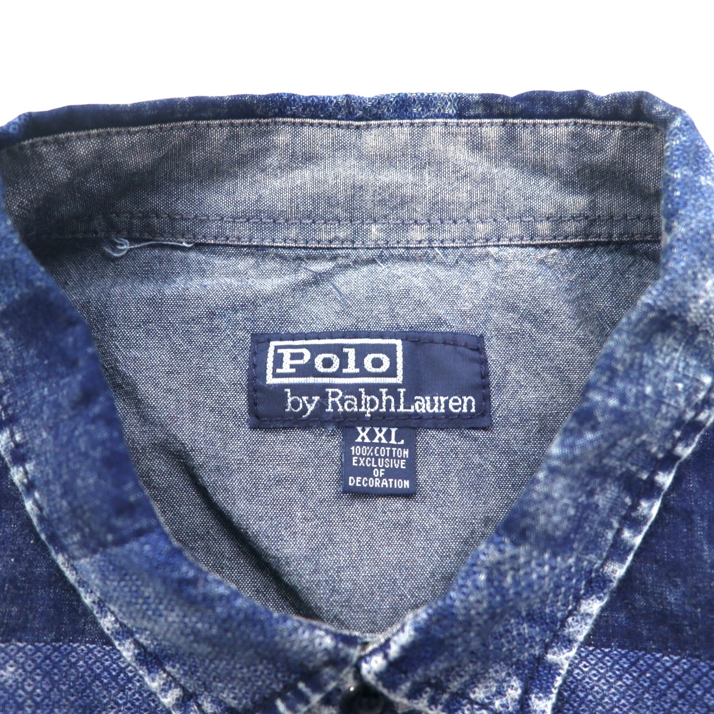 Polo by Ralph Lauren 90s Chemical Wash Striped Shirt XXL Blue Small Pony Embroidery