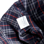 BURBERRY Old Nova Check Button-Down Shirt L Navy Cotton One Point Logo Embroidery