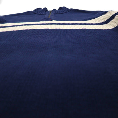 Polo Ralph Lauren ハーフジップ ニット セーター 2XL ネイビー コットン ラインデザイン