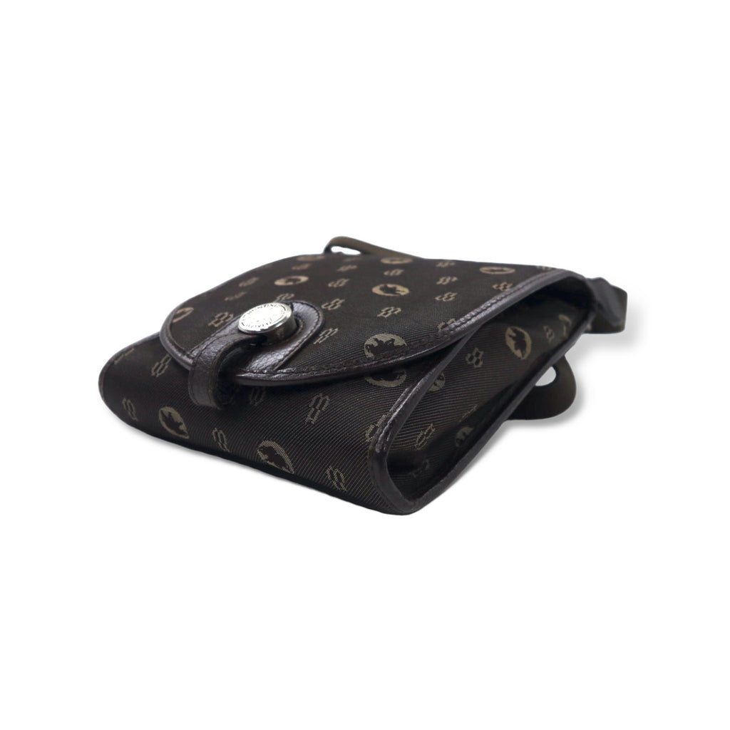HUNTING WORLD Made in Italy Monogram Crossbody Bag Shoulder Bag Brown Canvas Logo All-over Pattern