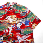 Reyn Spooner Aloha Shirt, Size L, Red, All-Over Print, Cotton, MLB, Boston Red Sox, Chest Pocket