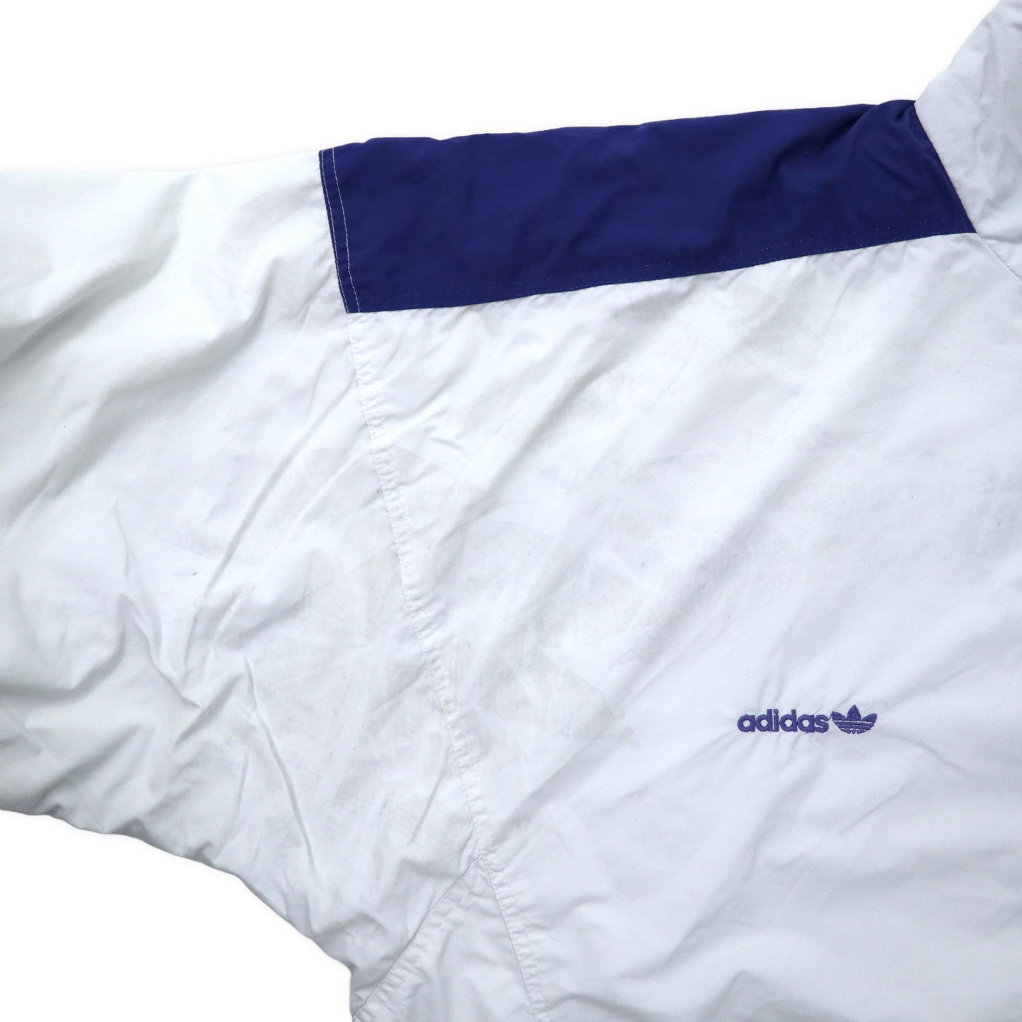 adidas 80年代 旧ユーゴスラビア製 ナイロンジャケット ジャージ XL ホワイト トレフォイルロゴ バックロゴプリント 銀タグ ビッグサイズ