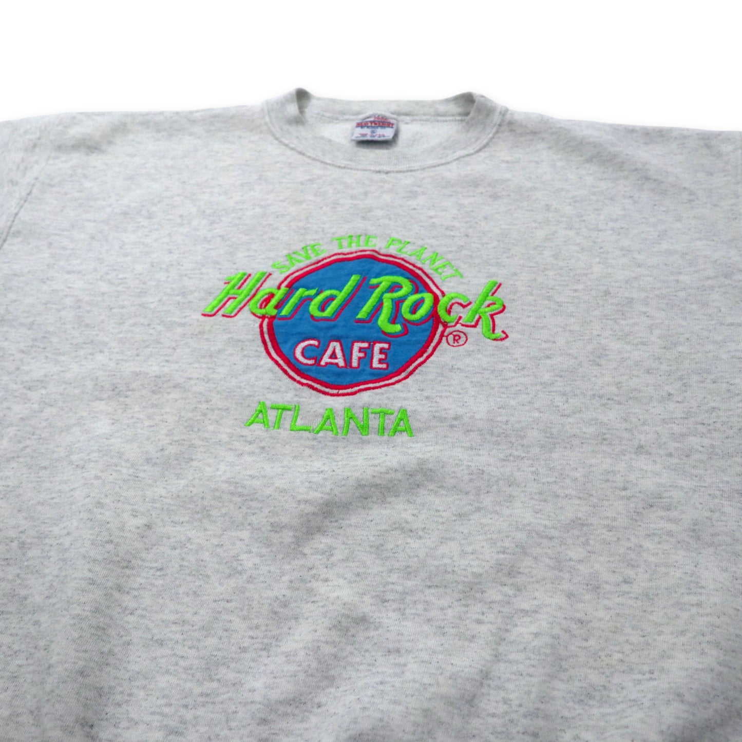 HARD ROCK CAFE USA製 90年代 ロゴ刺繍 スウェット XL グレー ATLANTA コットン 裏起毛 SANTEE SWEATS ビッグサイズ