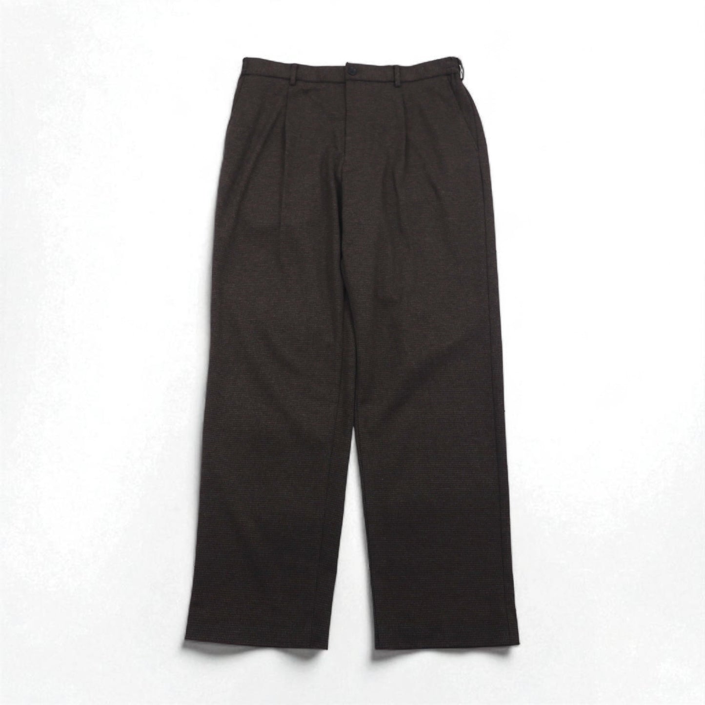 UNIQLO Tucked Wide-leg Pants, Check Pattern, Easy Fit, Size XL, Brown, Cotton