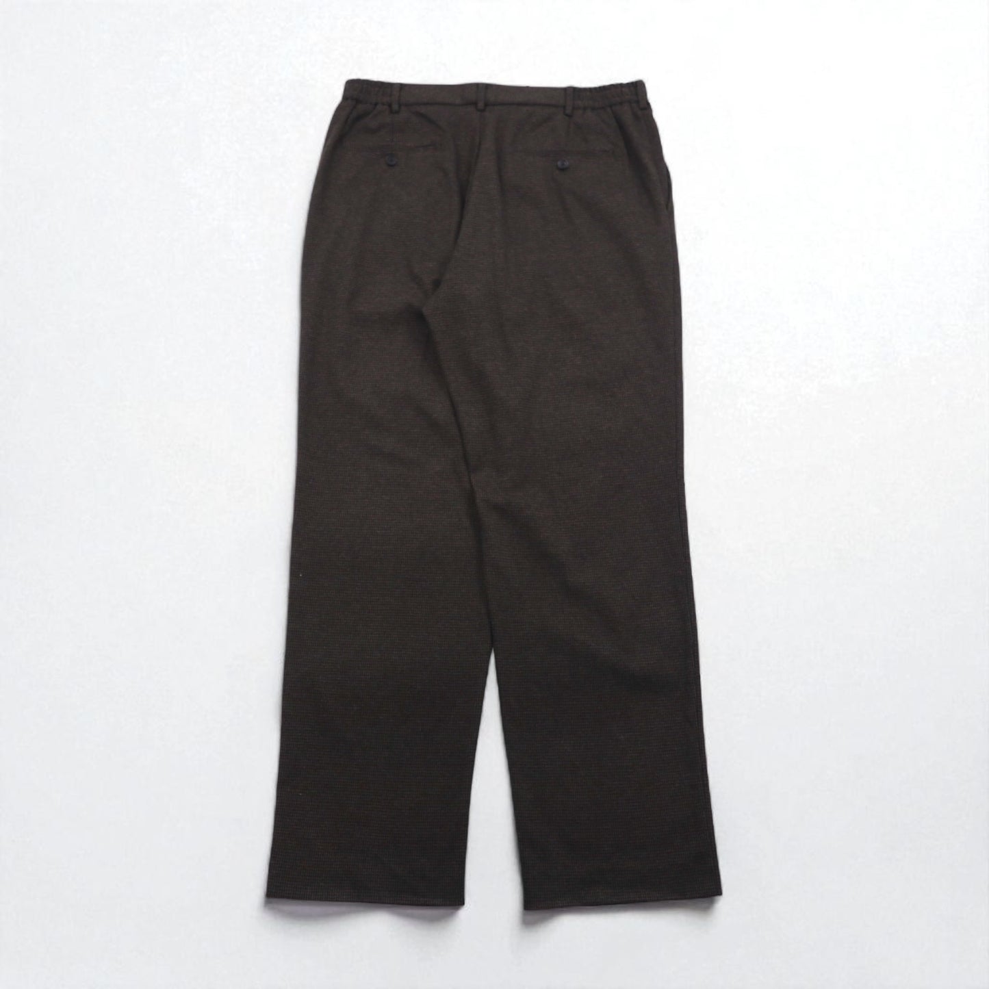 UNIQLO Tucked Wide-leg Pants, Check Pattern, Easy Fit, Size XL, Brown, Cotton