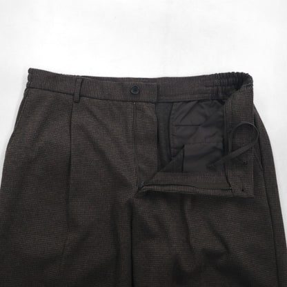 UNIQLO Tucked Wide-leg Pants, Check Pattern, Easy Fit, Size XL, Brown, Cotton