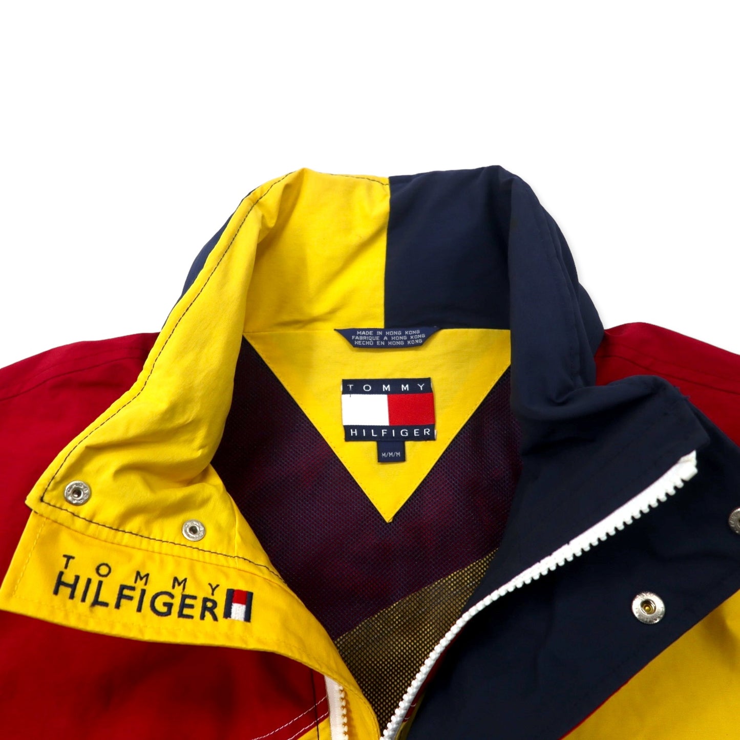 TOMMY HILFIGER 90年代 セーリングジャケット M ネイビー コットン ナイロン パーカー収納式 SAILING GEAR