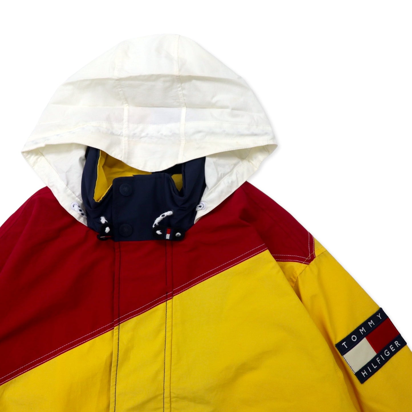 TOMMY HILFIGER 90年代 セーリングジャケット M ネイビー コットン ナイロン パーカー収納式 SAILING GEAR