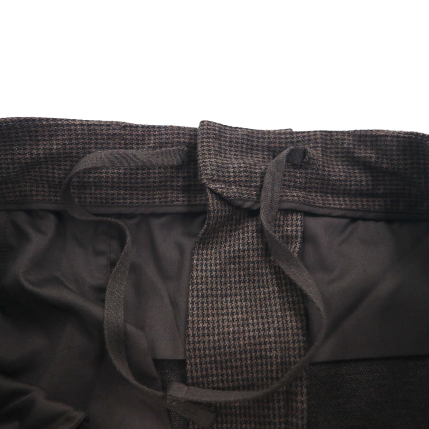 UNIQLO Tucked Wide-leg Pants, Check Pattern, Easy Fit, Size XL, Brown, Cotton