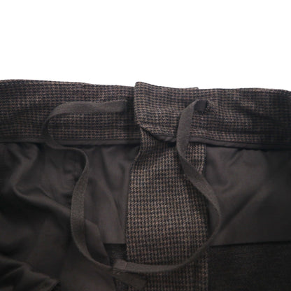 UNIQLO Tucked Wide-leg Pants, Check Pattern, Easy Fit, Size XL, Brown, Cotton