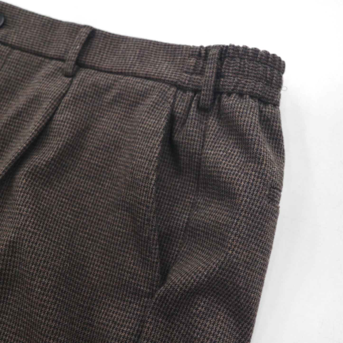 UNIQLO Tucked Wide-leg Pants, Check Pattern, Easy Fit, Size XL, Brown, Cotton