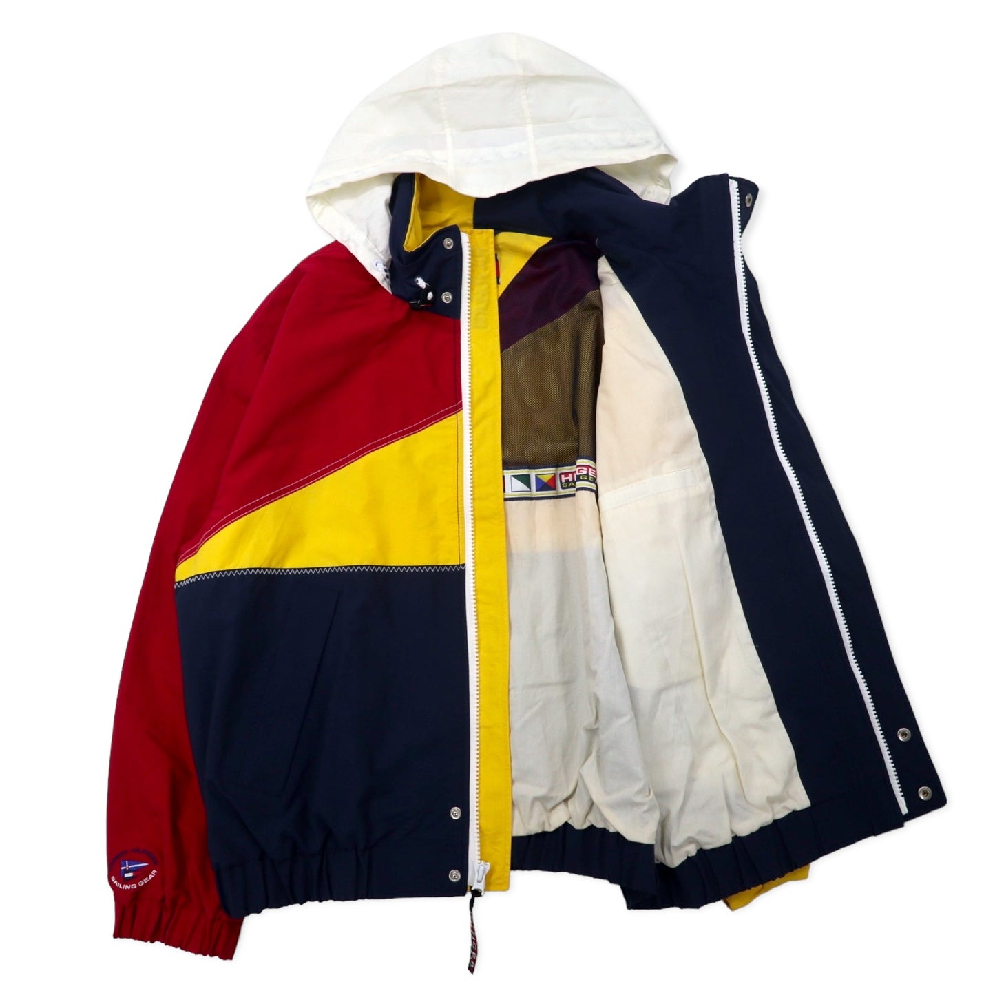 TOMMY HILFIGER 90年代 セーリングジャケット M ネイビー コットン ナイロン パーカー収納式 SAILING GEAR