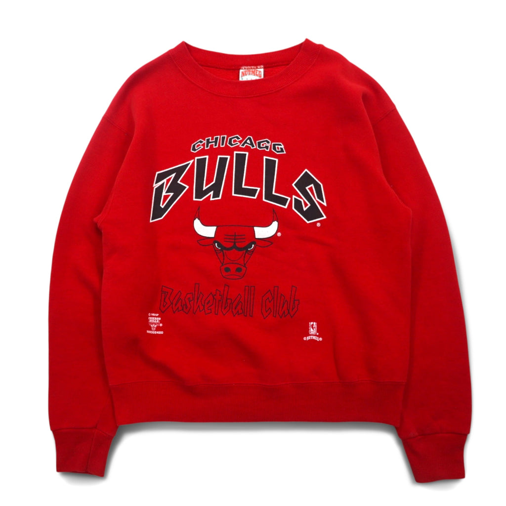 USA製 90年代 NBA シカゴブルズ CHICAGO BULLS プリント スウェット L レッド NUTMEG