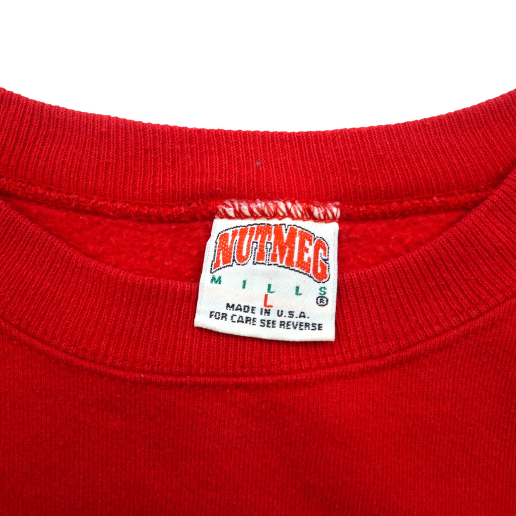 USA製 90年代 NBA シカゴブルズ CHICAGO BULLS プリント スウェット L レッド NUTMEG