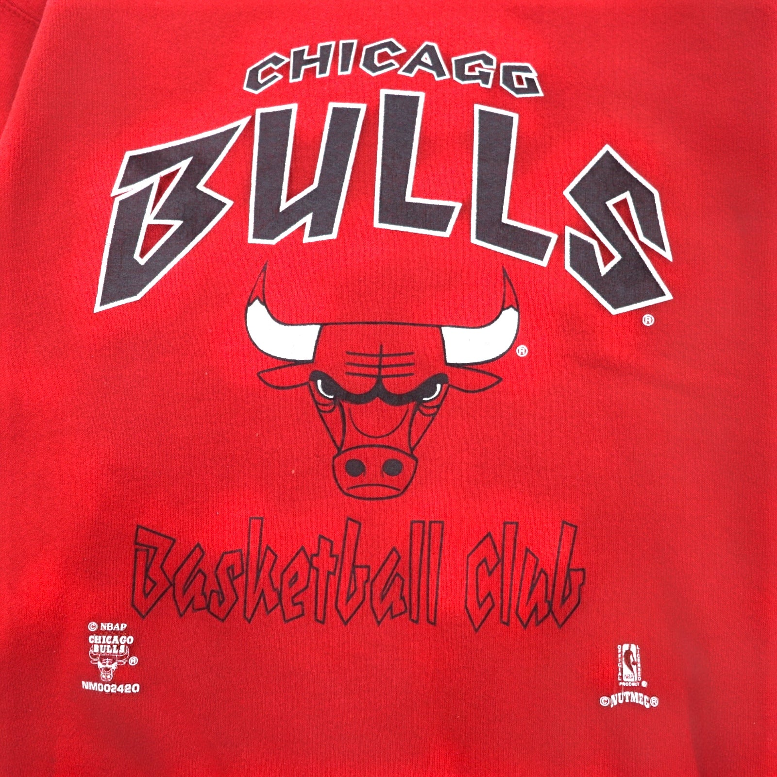 USA製 90年代 NBA シカゴブルズ CHICAGO BULLS プリント スウェット L レッド NUTMEG