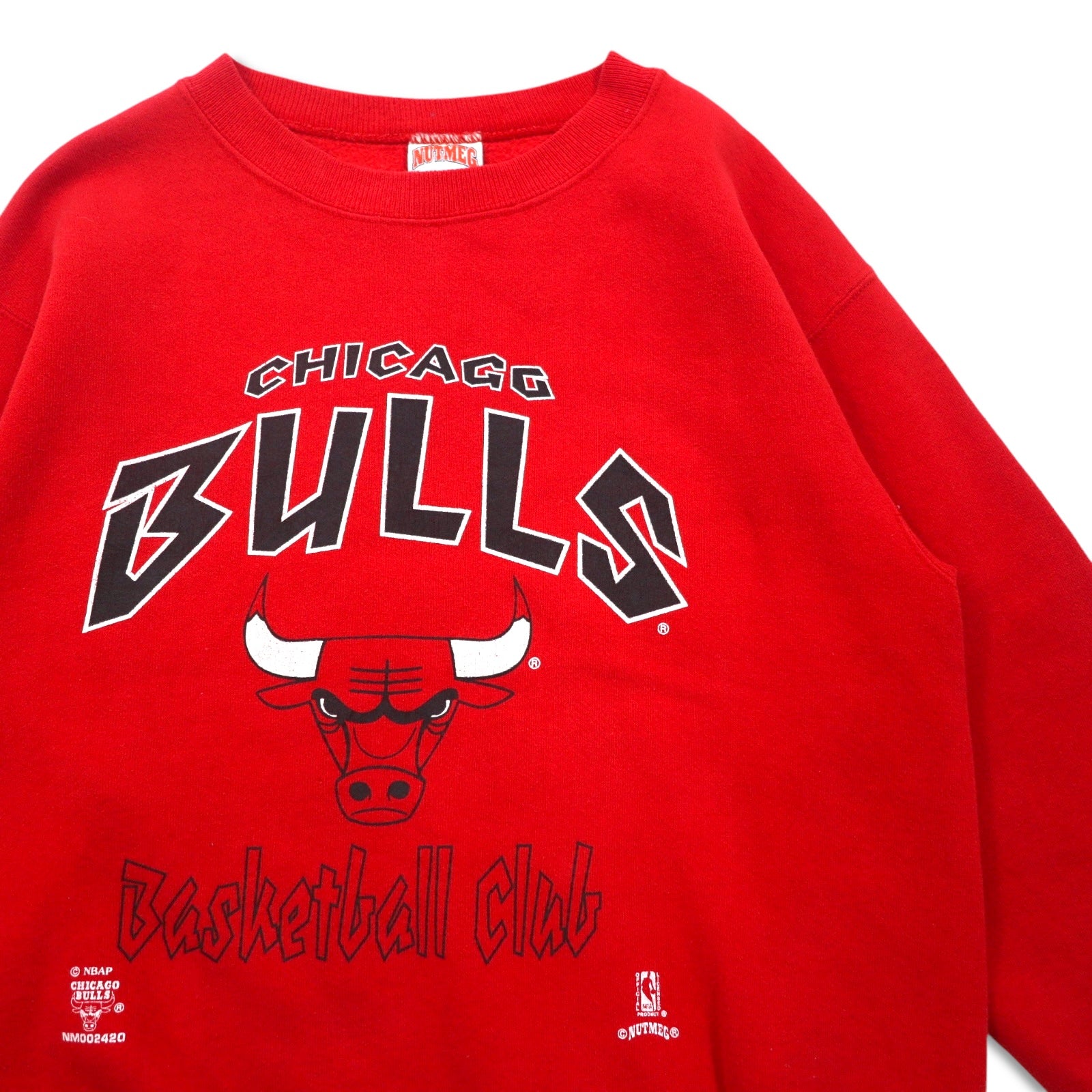 USA製 90年代 NBA シカゴブルズ CHICAGO BULLS プリント スウェット L レッド NUTMEG