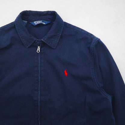 Polo Ralph Lauren 90s Swing Top Harrington Jacket, Size L, Navy, Small Pony Embroidery, Chin Strap