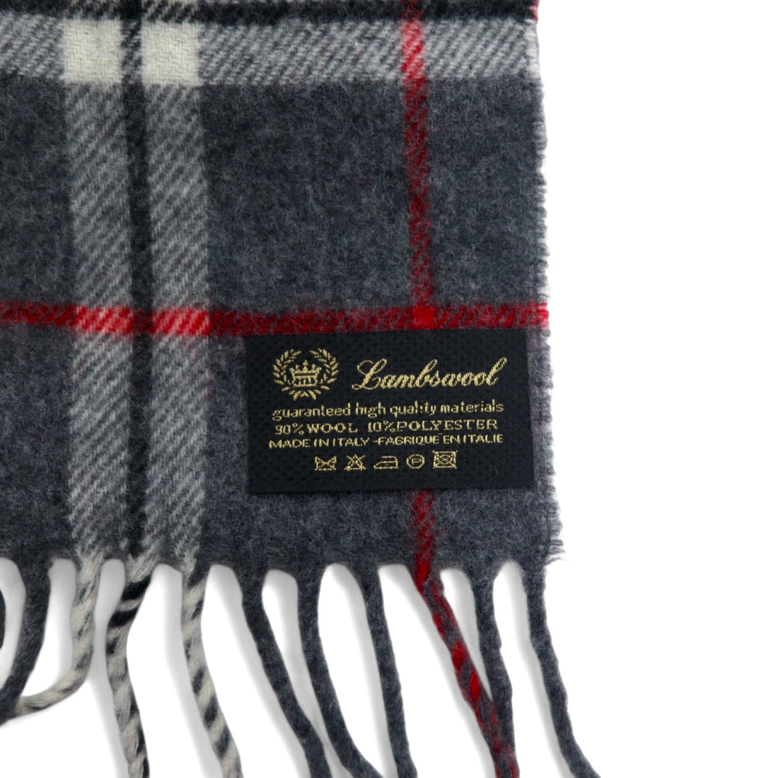CASTELBAJAC Italian made lambswool scarf grey check wool