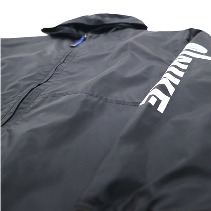 NIKE 00年代 フーデッド ナイロンジャケット L ブラック スウォッシュ 袖ロゴ